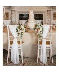 White muslin chair train for wedding