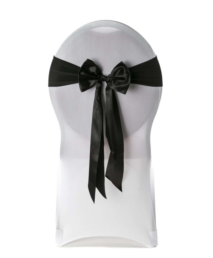 Knotted satin chair sash Black for wedding
