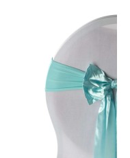 Knotted satin chair sash Turquoise blue for wedding