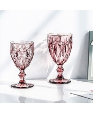 Set of 6 wine glasses (in pink glass) NElA for wedding